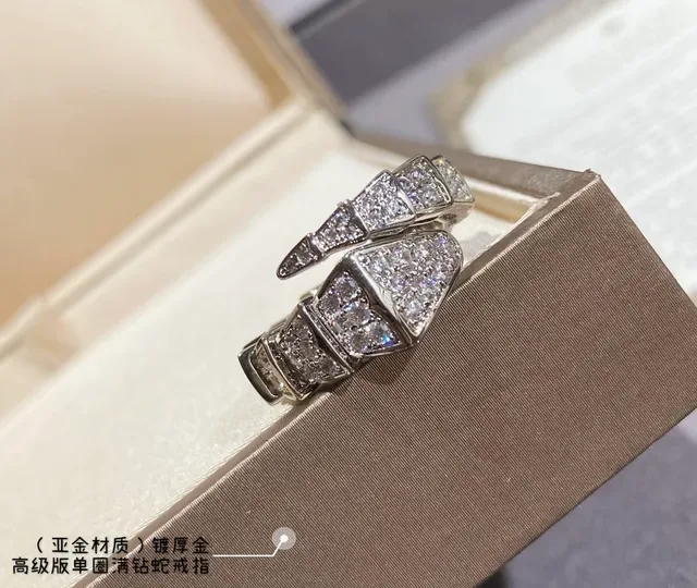 Pavé-Set Snake-Inspired Articulated Double-Band Ring 8