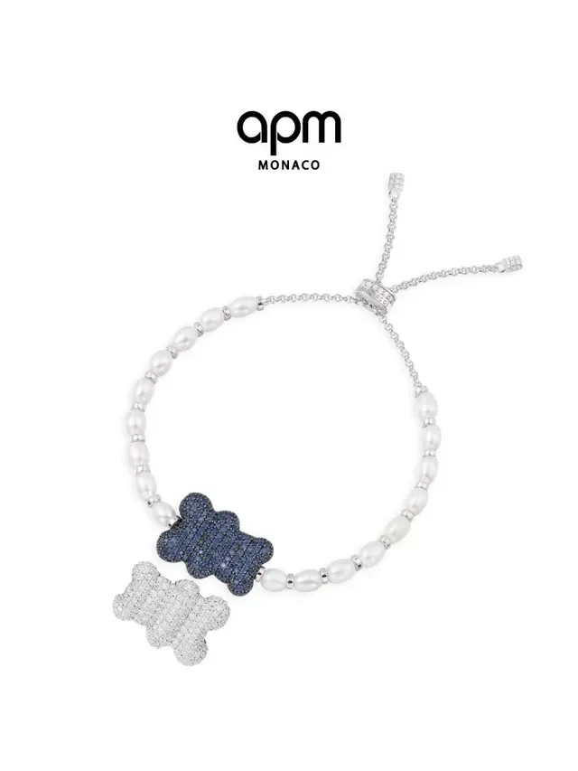 Pearl and Blue Pavé Crystal Motif Bracelet 2