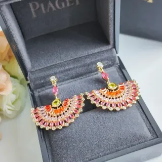 Piaget Fan-Shaped Multi-Gemstone Gradient Earrings