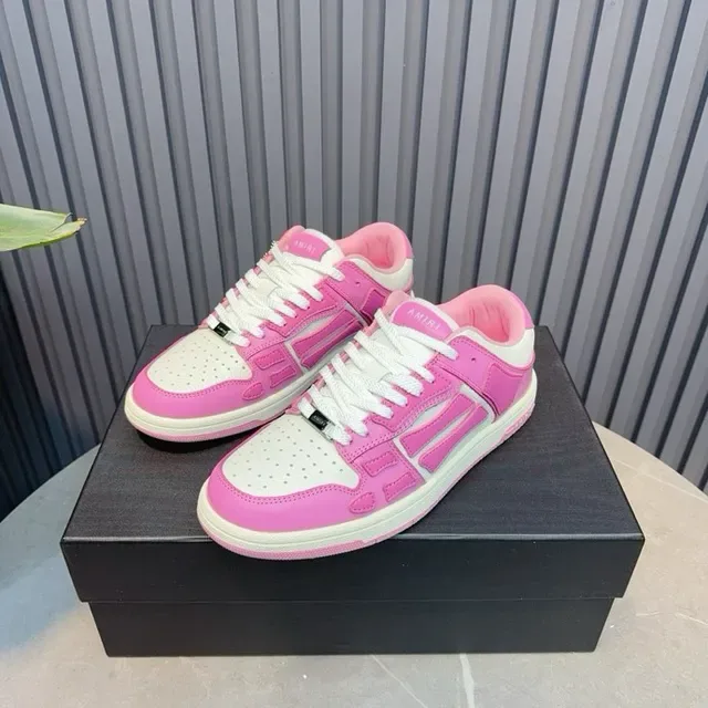 Pink and White Color-Blocked Low-Top Sneakers 7
