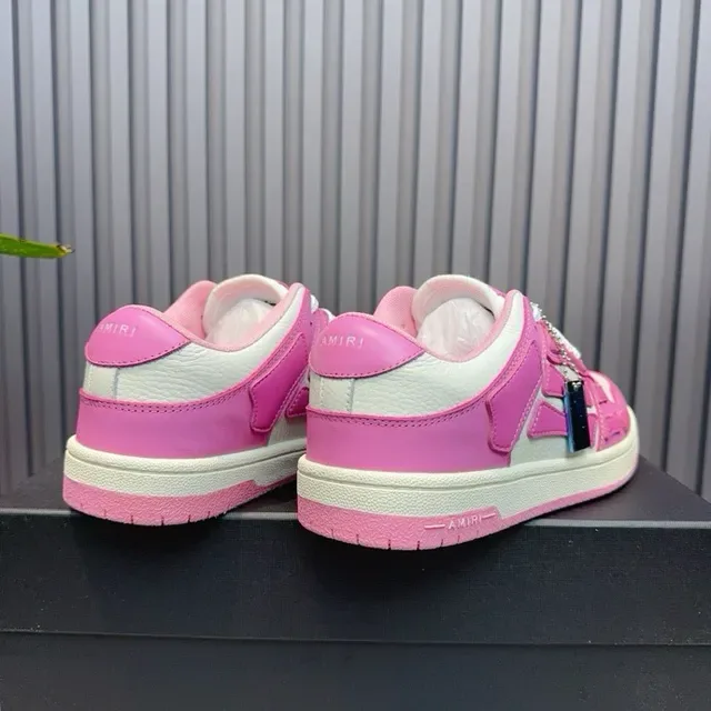 Pink and White Color-Blocked Low-Top Sneakers 8