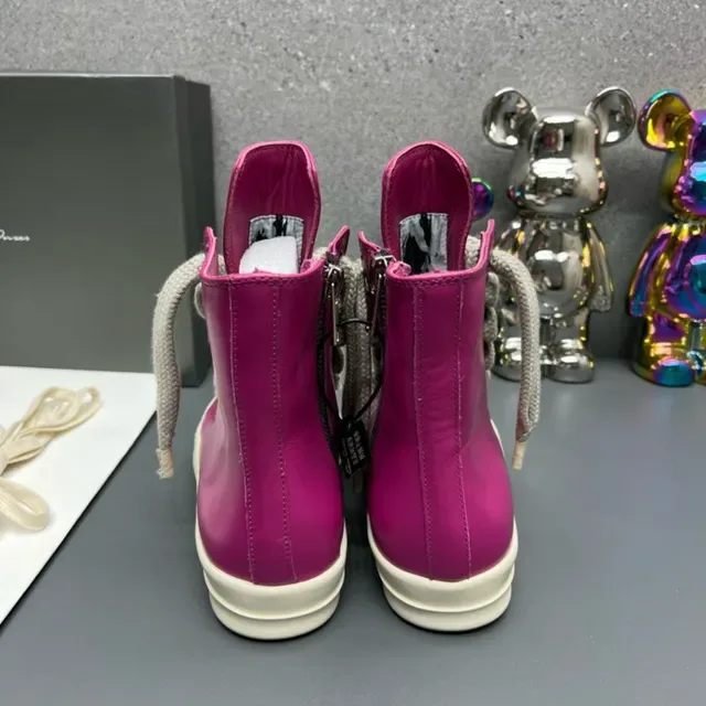 Pink White High-Top Magenta Leather-Like Upper Lifestyle Sneakers 3