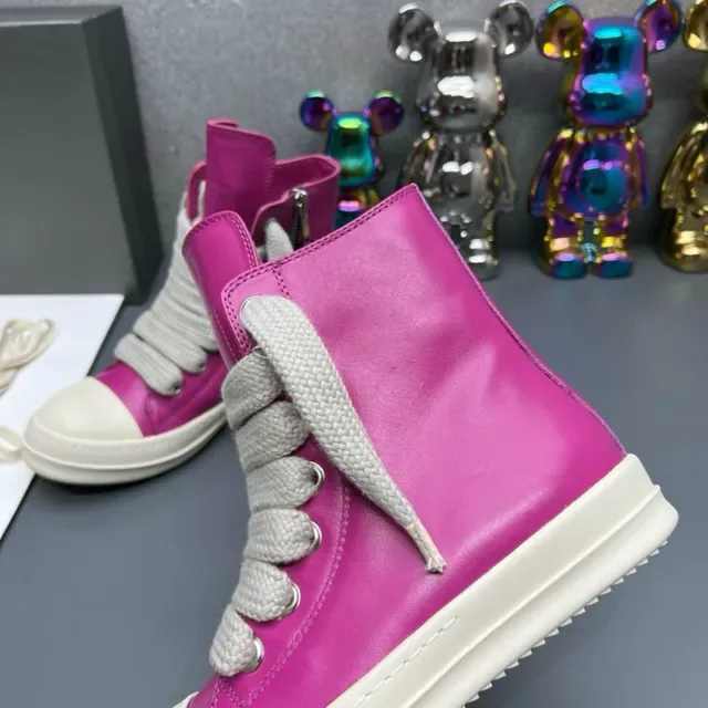 Pink White High-Top Magenta Leather-Like Upper Lifestyle Sneakers 5