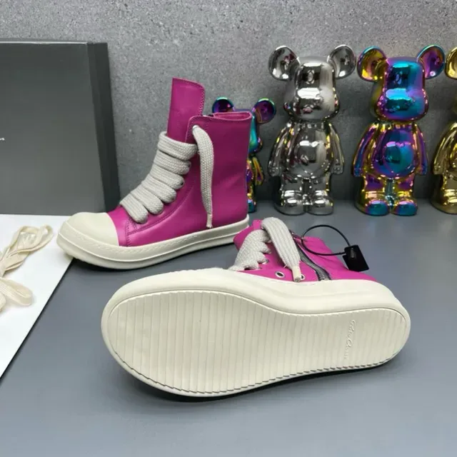 Pink White High-Top Magenta Leather-Like Upper Lifestyle Sneakers 7
