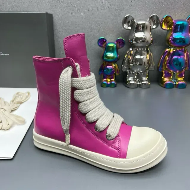 Pink White High-Top Magenta Leather-Like Upper Lifestyle Sneakers 9