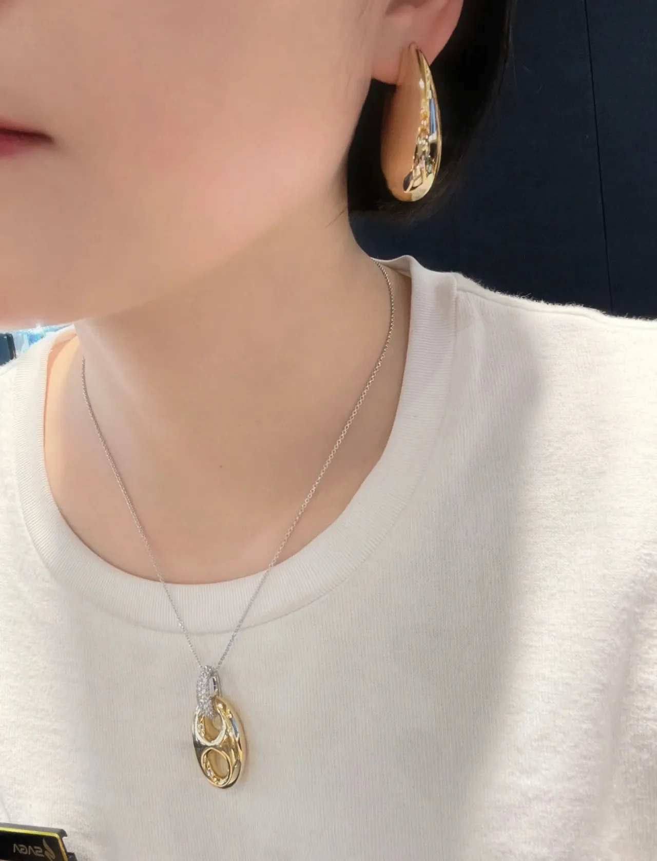 Polished Gold-Tone Teardrop Hoop Earrings 2