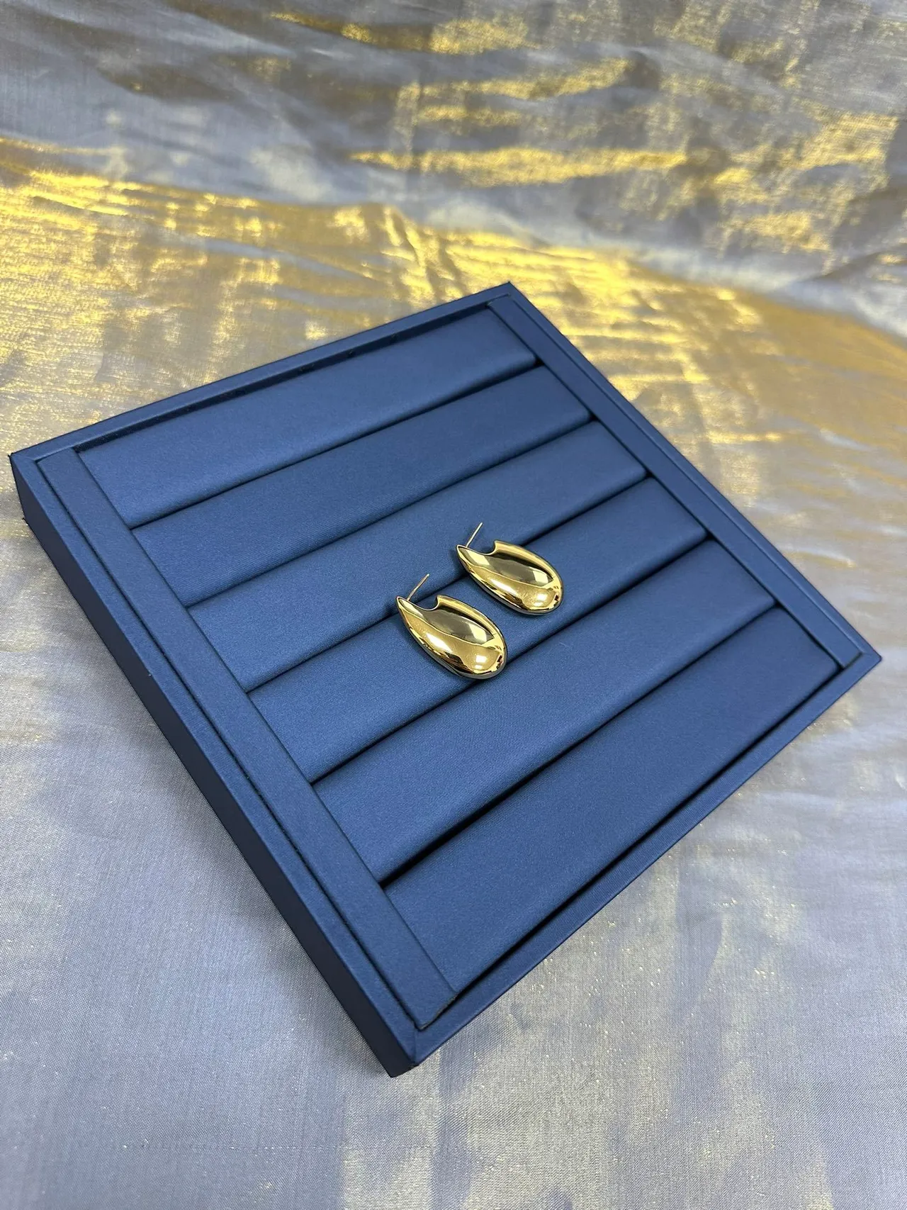 Polished Gold-Tone Teardrop Hoop Earrings 6