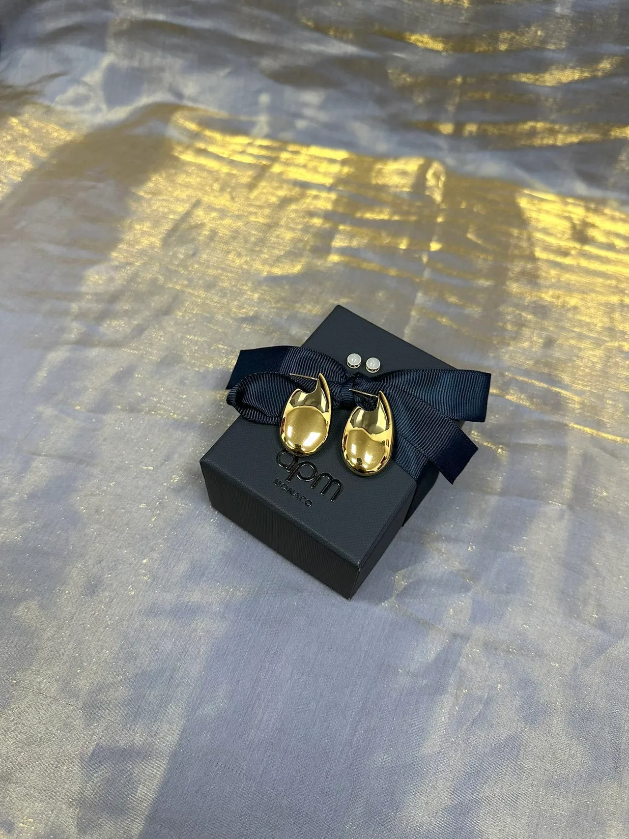 Polished Gold-Tone Teardrop Hoop Earrings 7