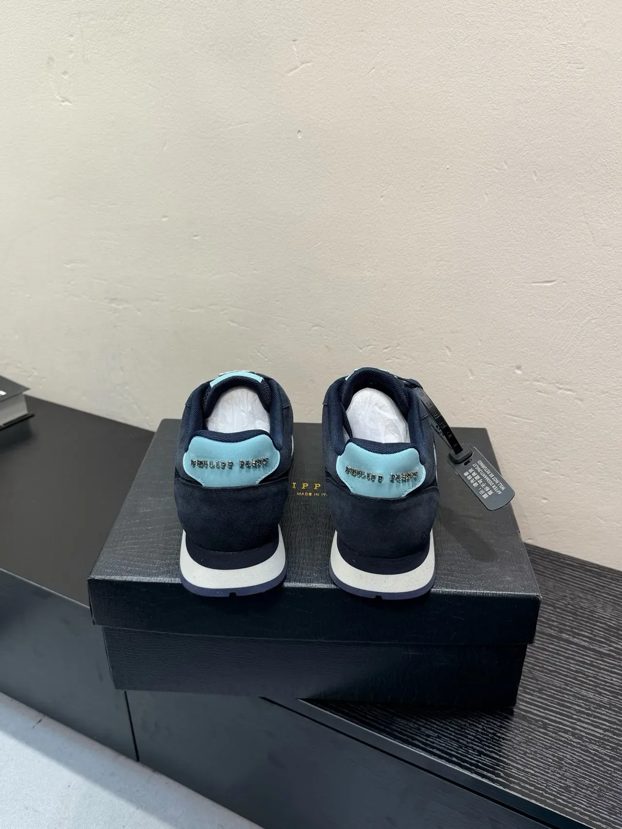 Portofino Navy Blue Suede-Mesh Hybrid Aquamarine Side Panel Lifestyle Sneakers 6