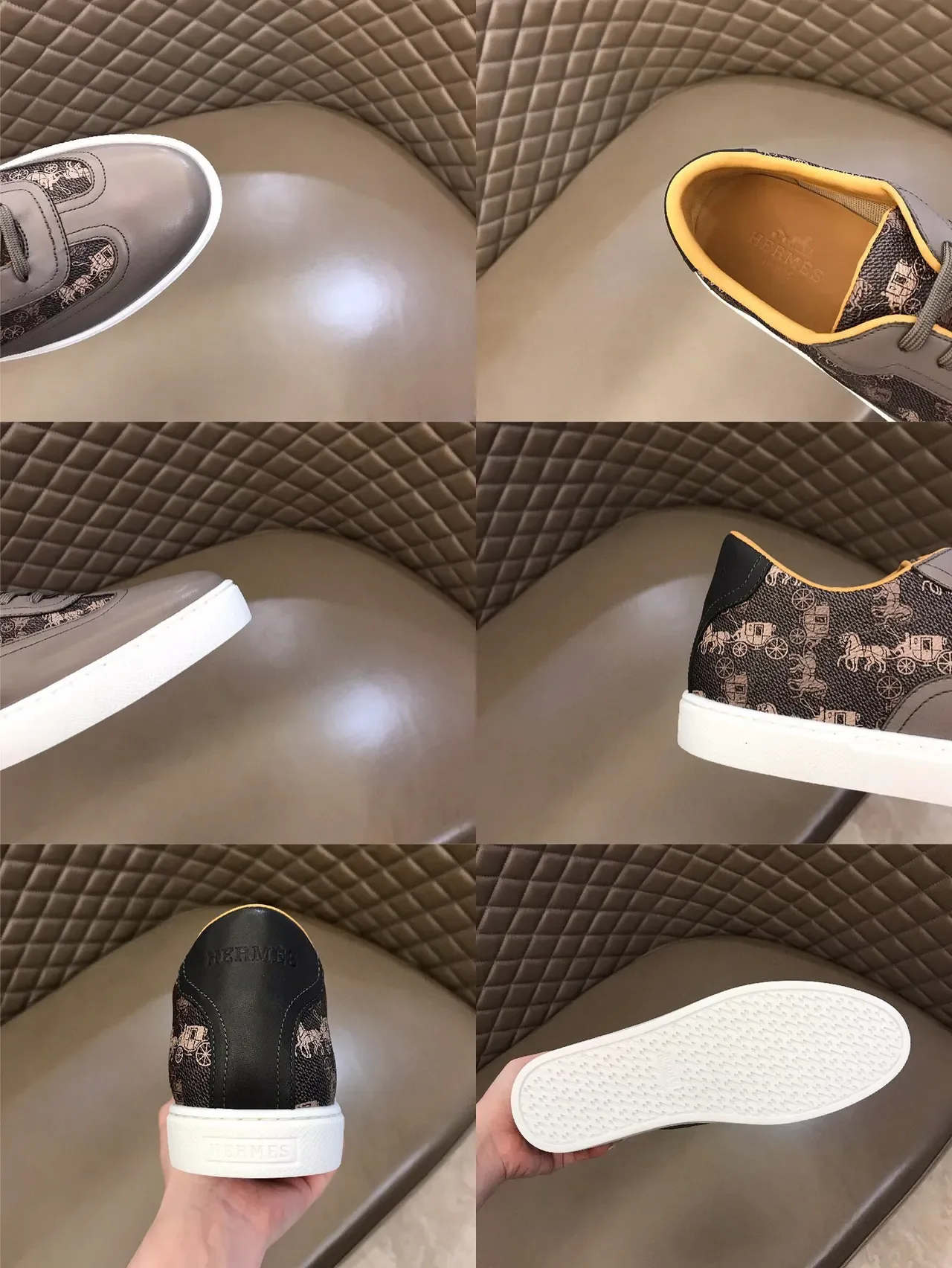 Printed Carriage Motif Two-Tone Gray Lifestyle Sneaker 2