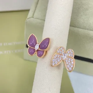 Purple Gold Butterfly Silhouette Metal Earrings