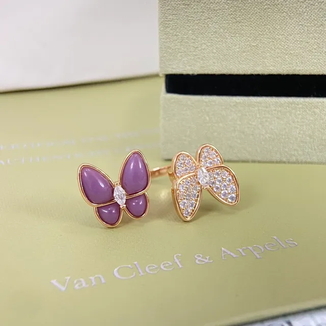 Purple Gold Butterfly Silhouette Metal Earrings 4