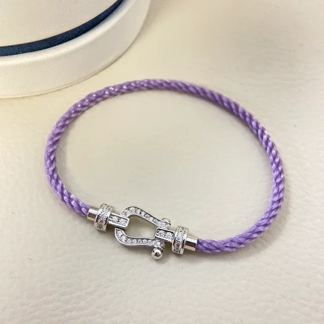 Purple Gold Twisted Cord Lyre-Shaped Clasp Bracelet 4