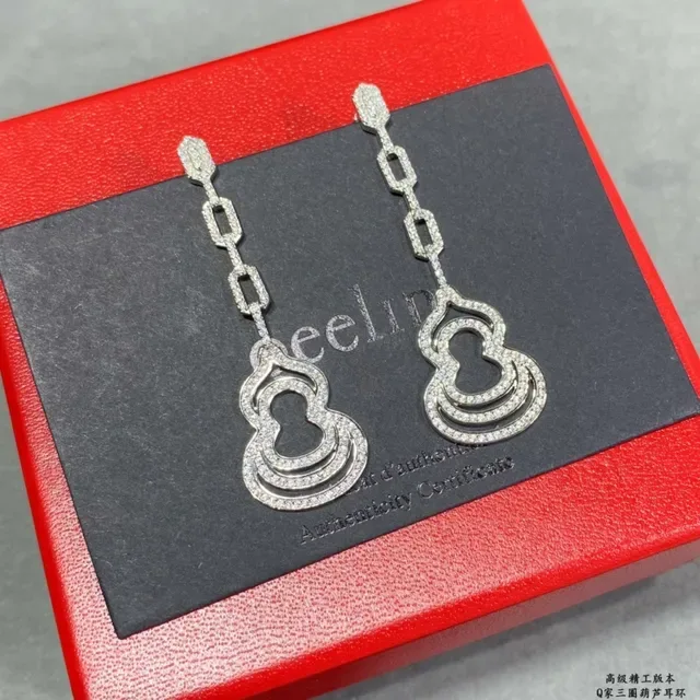 Qeelin Wulu Three-Ring Gourd Pavé Earrings 3
