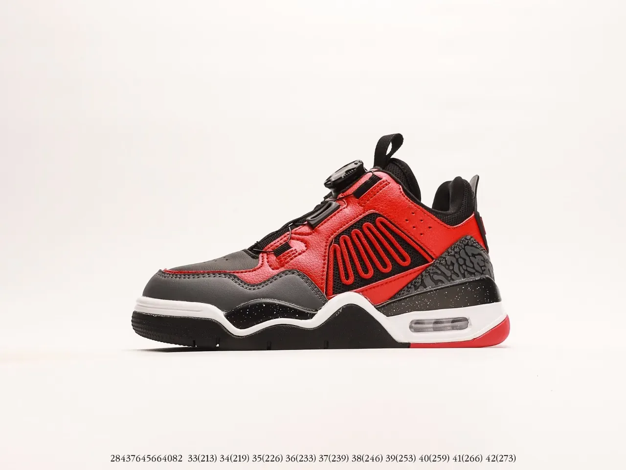 Red Black White Gray High-Top Strap-Closure Sneaker 14