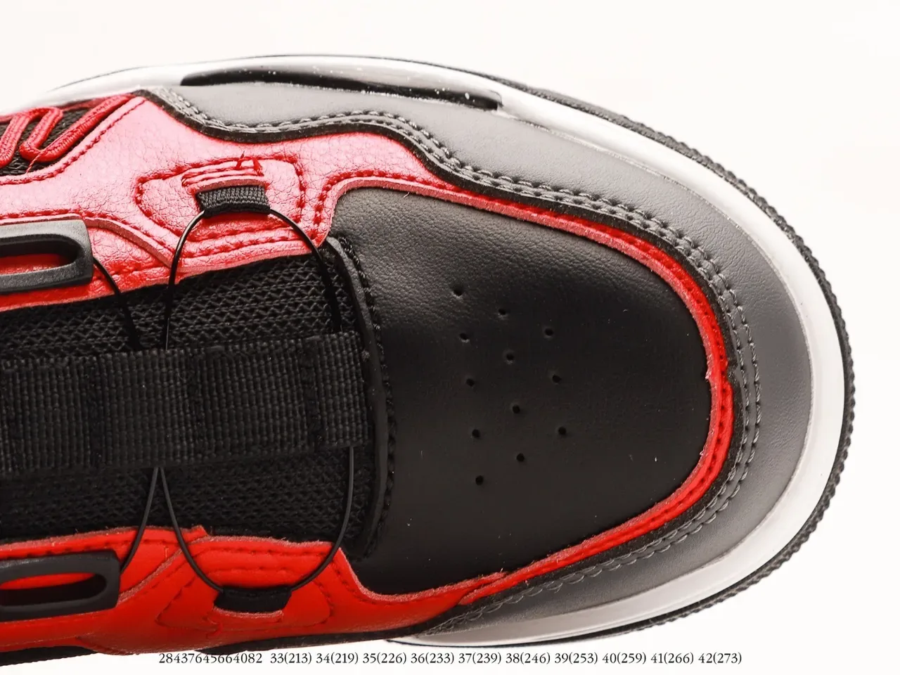Red Black White Gray High-Top Strap-Closure Sneaker 22