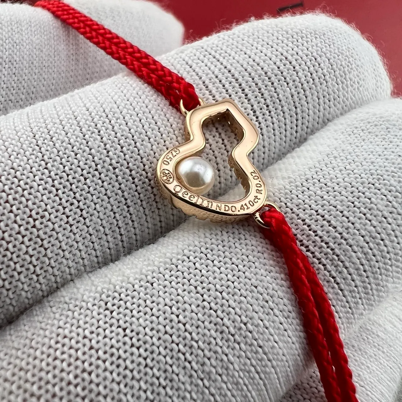 Red Braided Cord Heart Pearl and Crystal Charm Bracelets 2