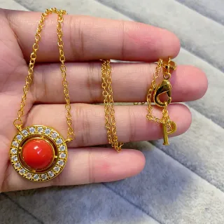 红色金链圆形光环坠子项链
