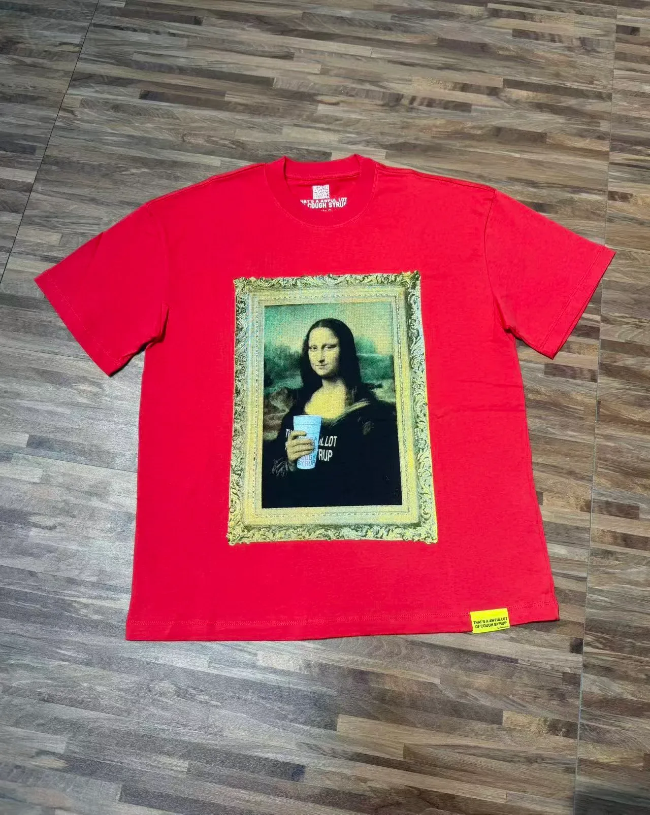 Red Graphic-Print Framed Mona Lisa T-Shirt 4