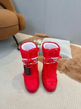 Red White Insulated Tall Boot Drawstring Cuff Snow Boots 6