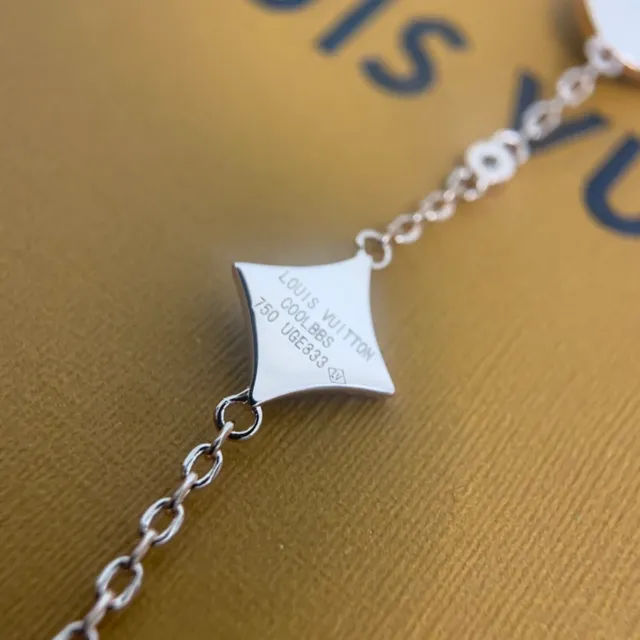 Rose Gold Pavé Floral and Square Charm Chain Bracelet 5