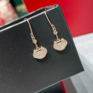 Rose Gold Tone Pavé Crystal Buckle Pendant Earrings