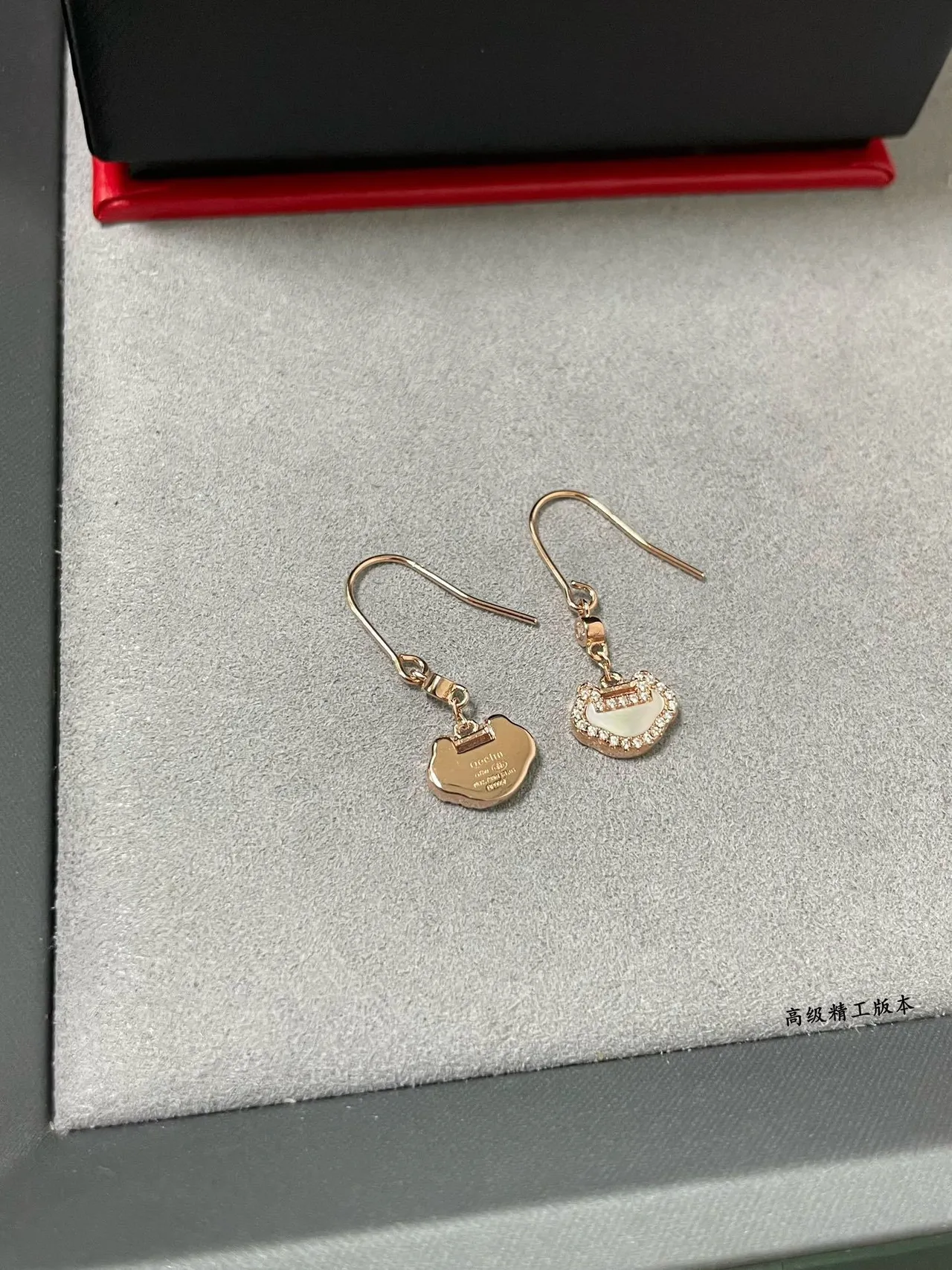 Rose Gold Tone Pavé Crystal Buckle Pendant Earrings 4