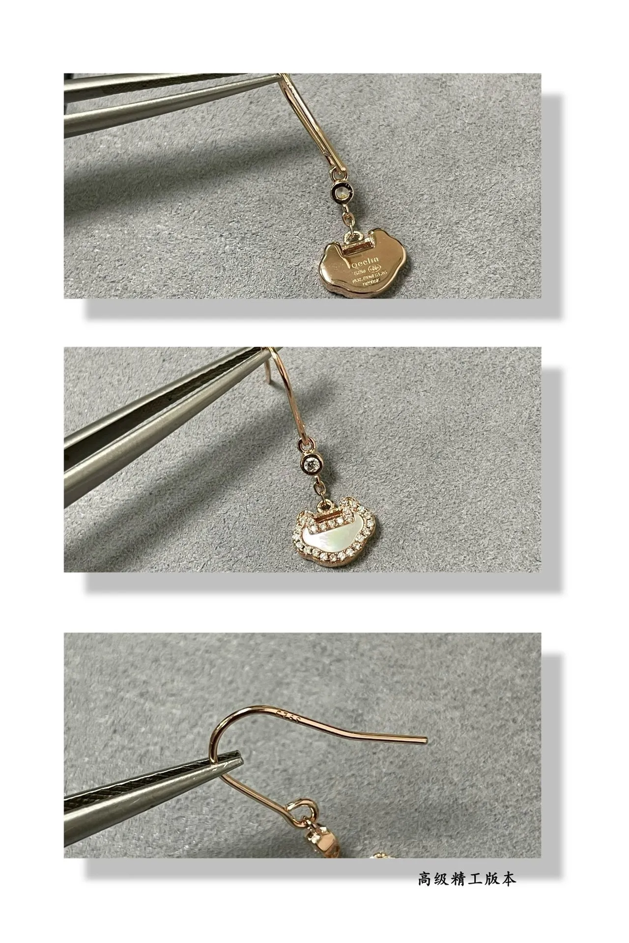 Rose Gold Tone Pavé Crystal Buckle Pendant Earrings 5