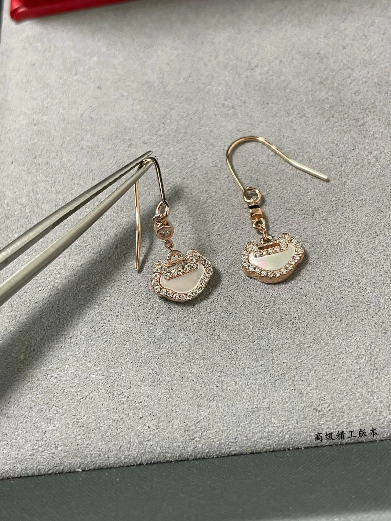 Rose Gold Tone Pavé Crystal Buckle Pendant Earrings 7