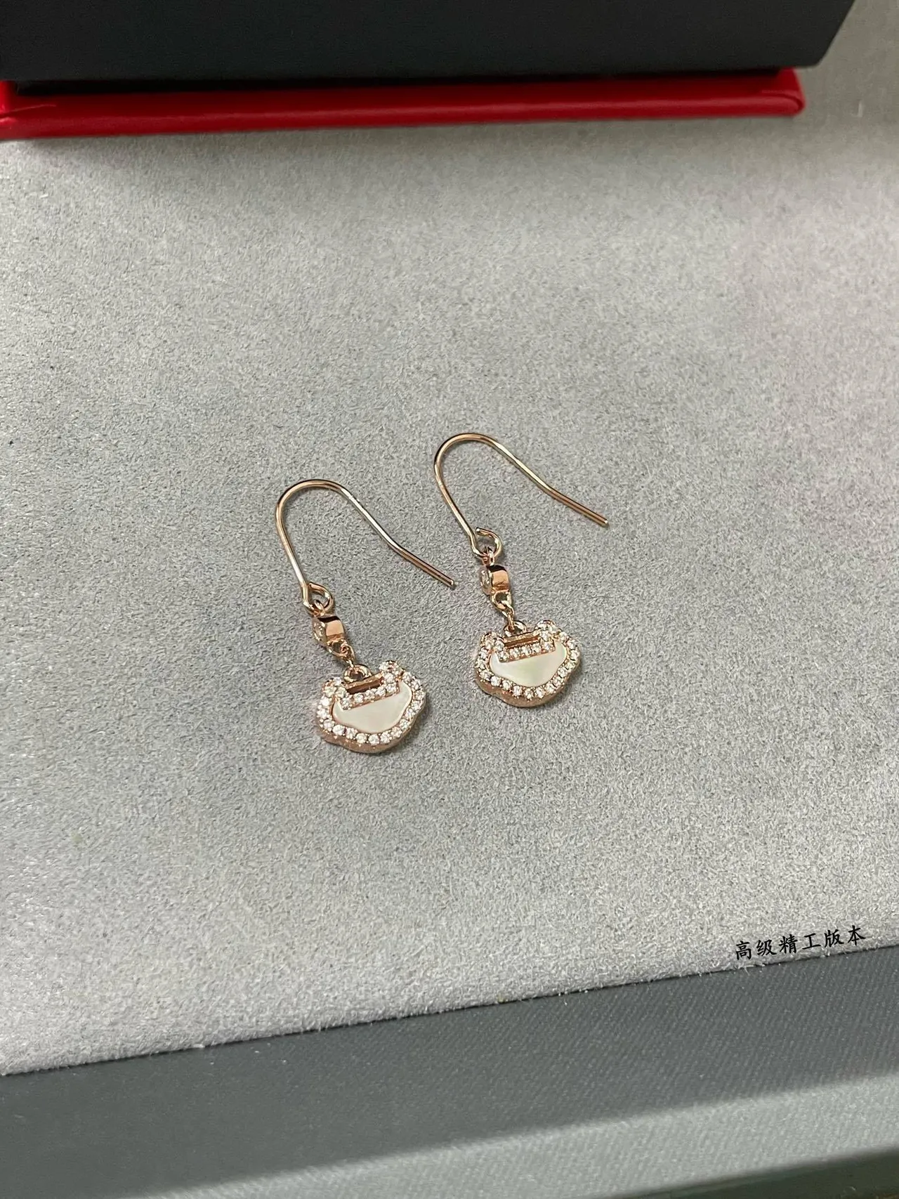 Rose Gold Tone Pavé Crystal Buckle Pendant Earrings 8