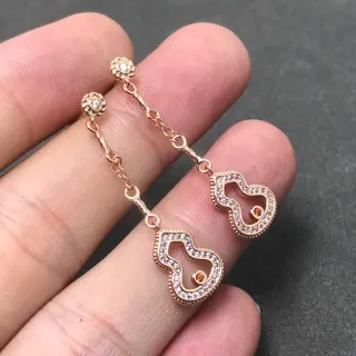 Rose Gold Tone Pavé Heart Dangling Earrings