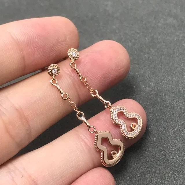 Rose Gold Tone Pavé Heart Dangling Earrings 4