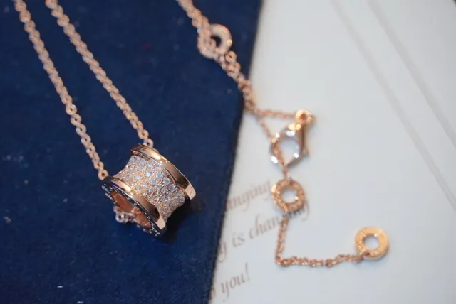 Rose Gold-Toned Pavé Cylindrical Pendant Necklace 4