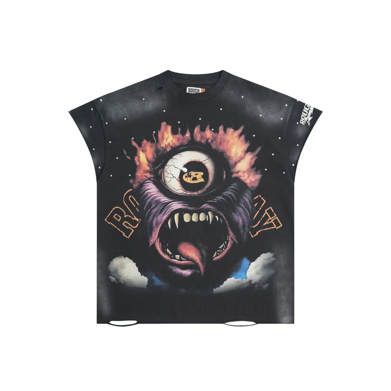 ROUGH Graphic Print Rhinestone-Embellished Oversized T-Shirt 3