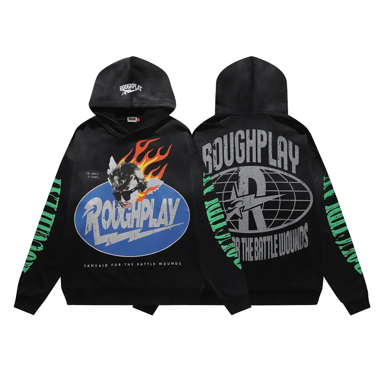 ROUGH Roughplay Graphic Oversized Black Hoodie 4