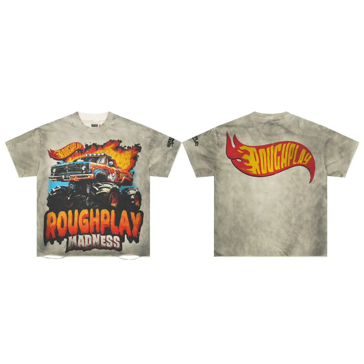 ROUGH Roughplay Madness Graphic Distressed Gray T-Shirt 2