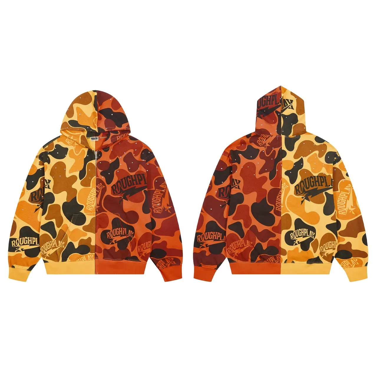 ROUGHPLAY Camouflage Rhinestone Embellished Zip-Up Hoodie 2