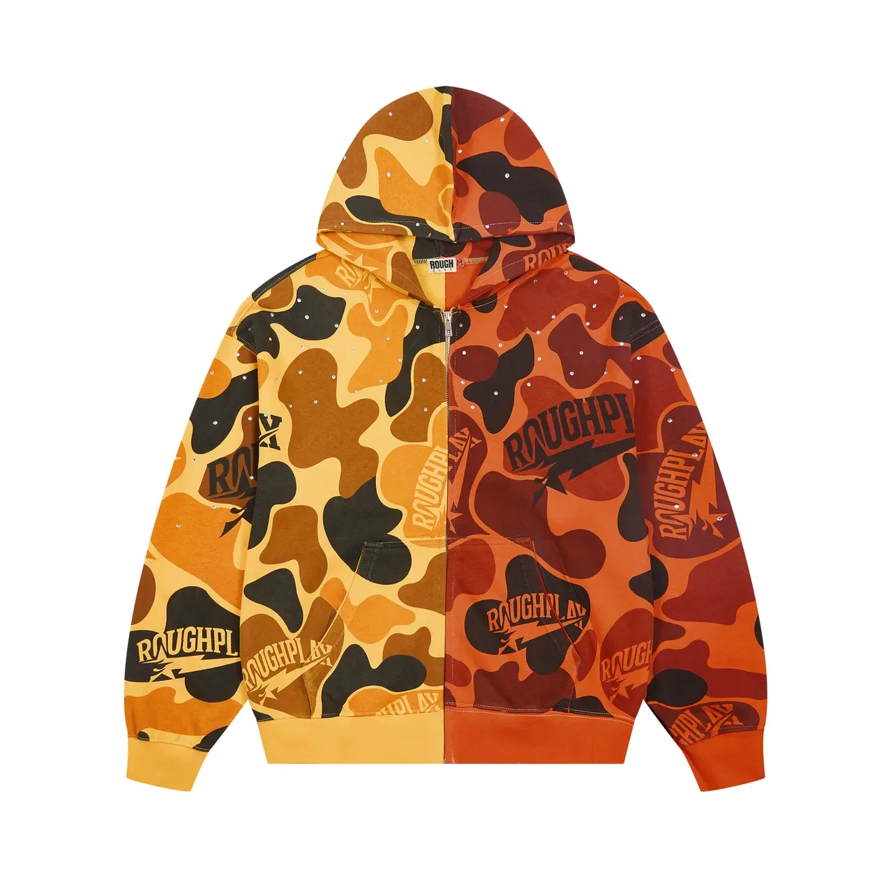 ROUGHPLAY Camouflage Rhinestone Embellished Zip-Up Hoodie 3
