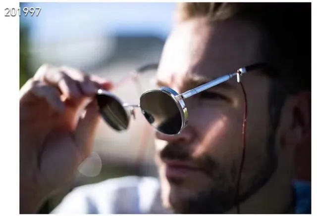Round Thin Metal Frame Dark Lens Sunglasses 5