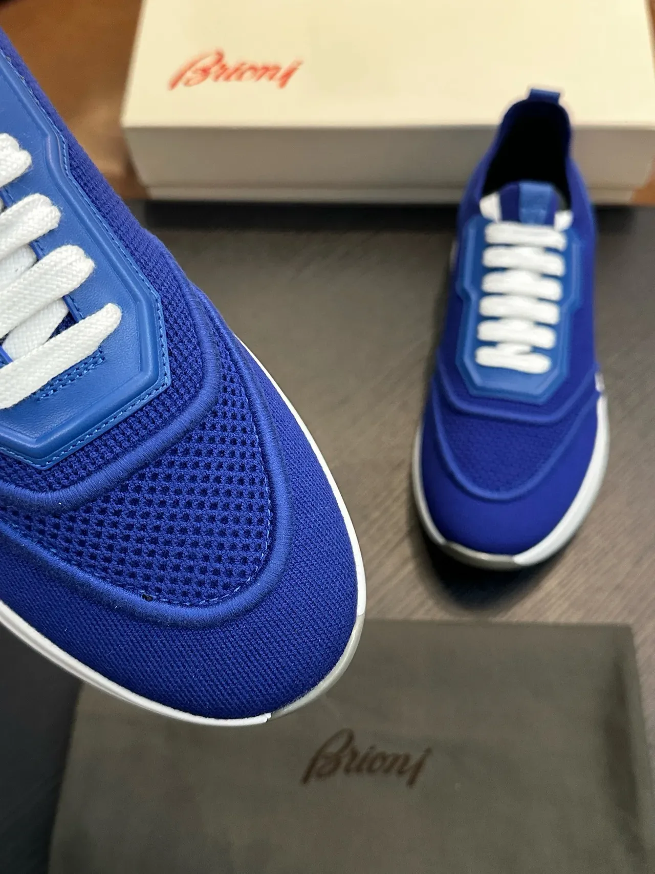 Royal Blue Mesh and Synthetic Lace-Up Sneakers 6