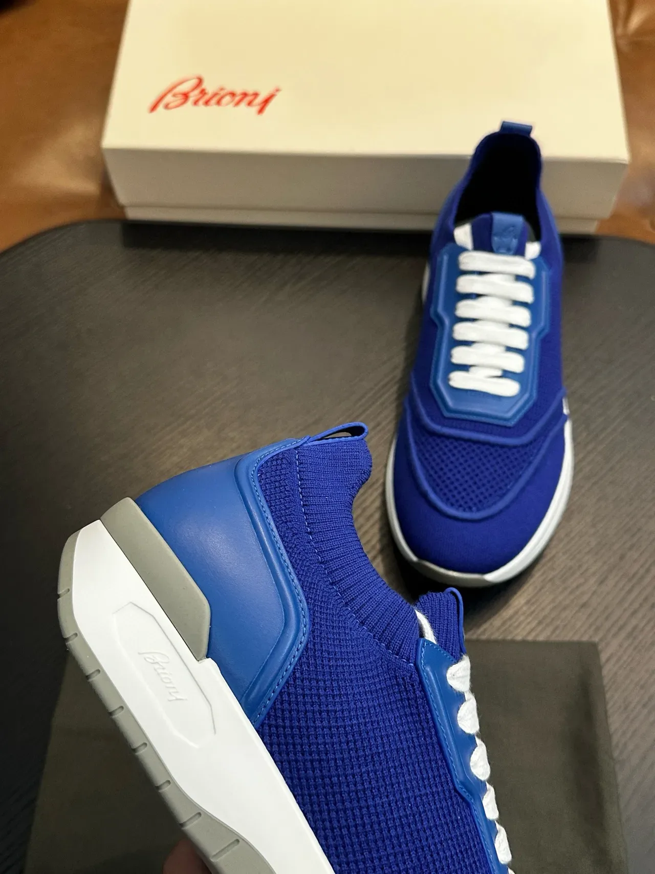 Royal Blue Mesh and Synthetic Lace-Up Sneakers 7