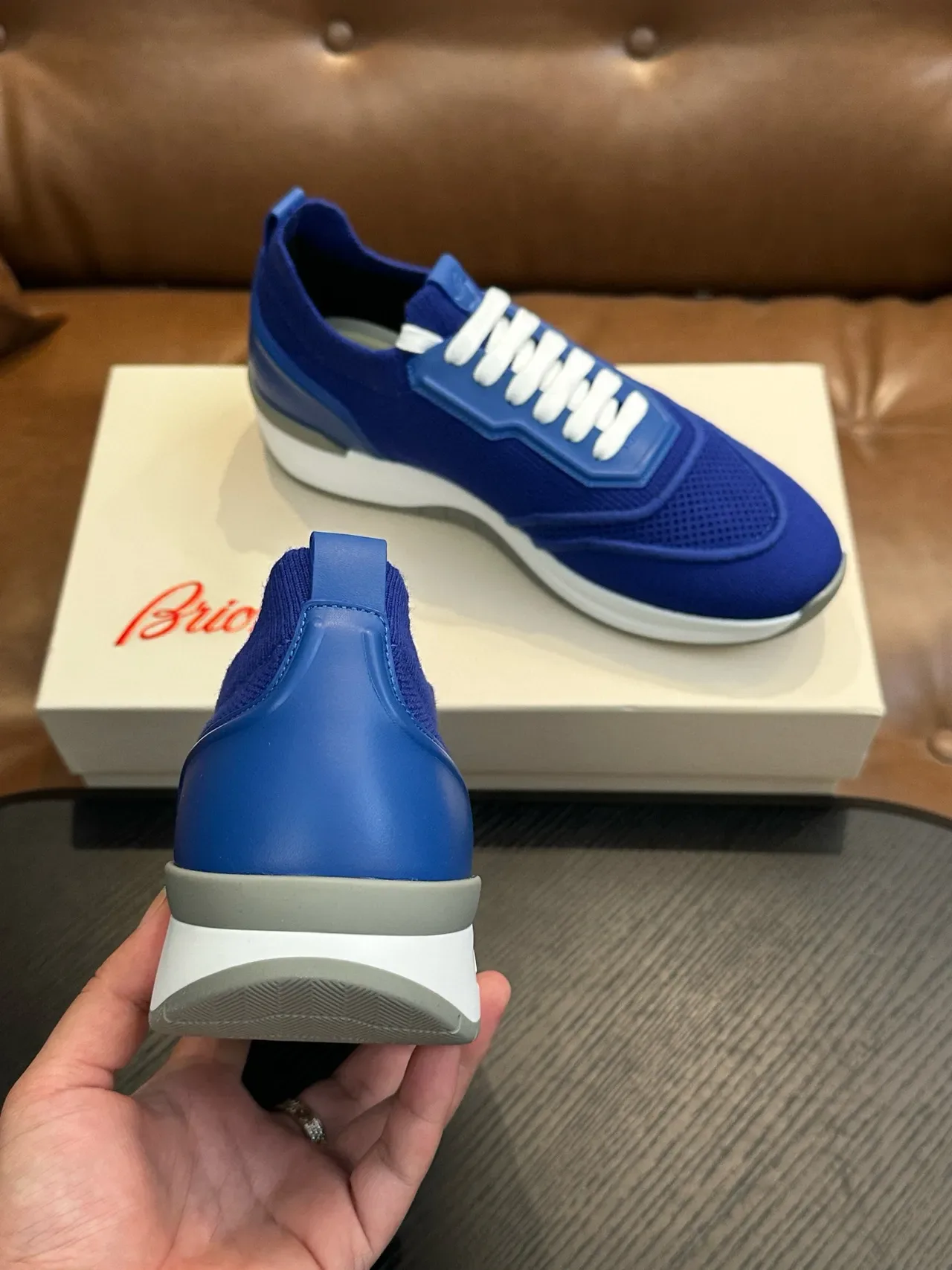 Royal Blue Mesh and Synthetic Lace-Up Sneakers 8