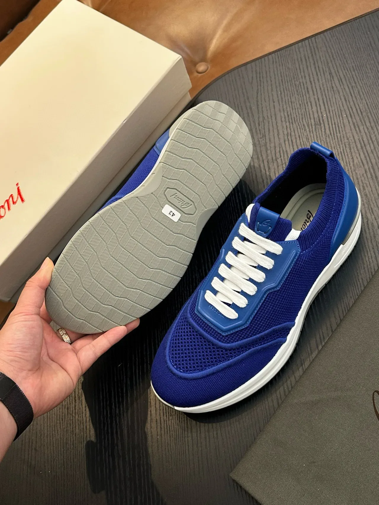 Royal Blue Mesh and Synthetic Lace-Up Sneakers 9