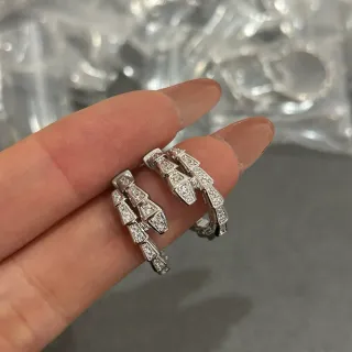 Segmented Pavé-Set Silver-Tone Hinged Hoop Earrings