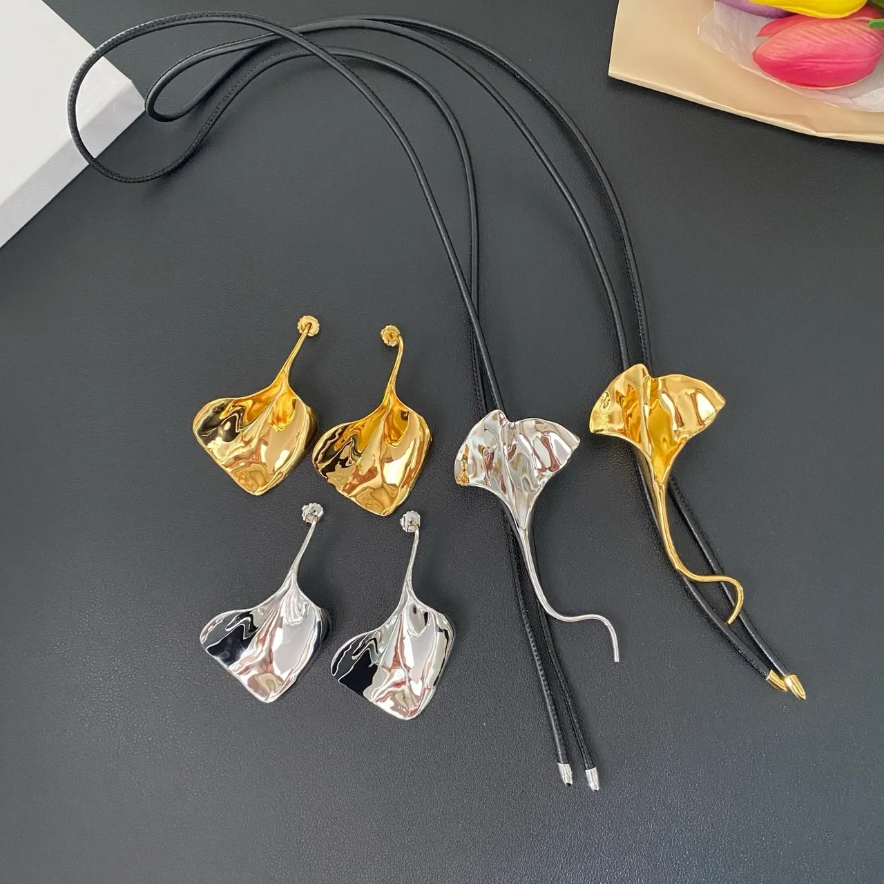 Silver and Gold Ginkgo Leaf Pendant Necklaces 4