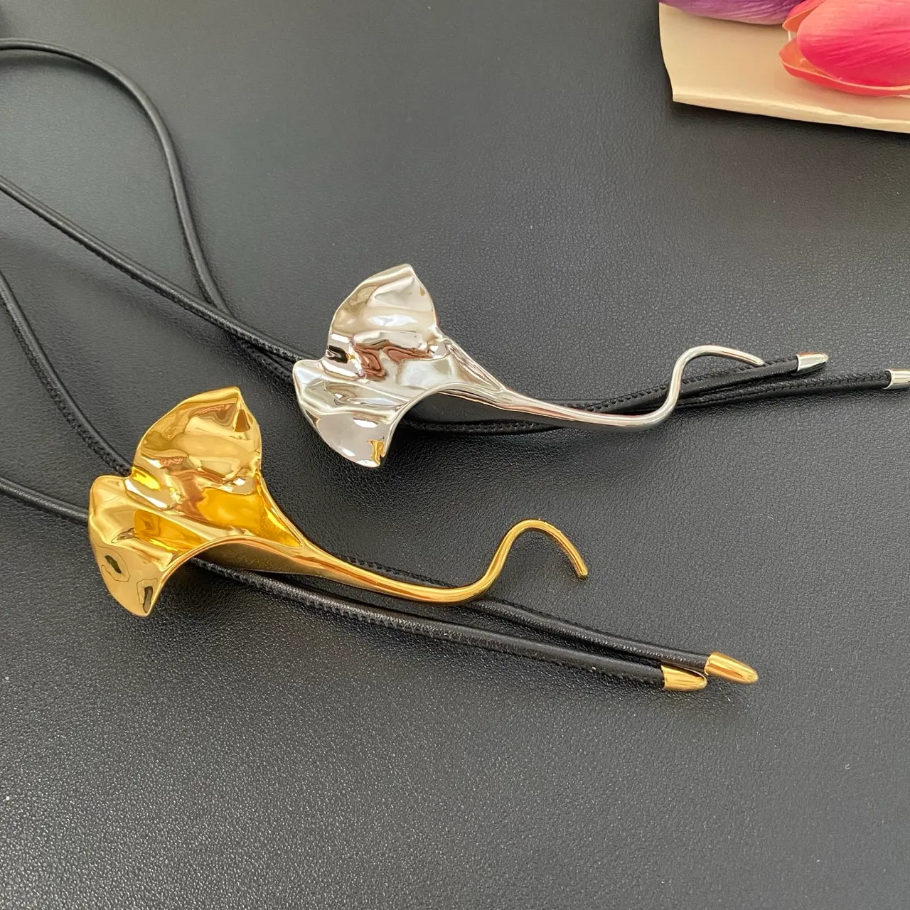 Silver and Gold Ginkgo Leaf Pendant Necklaces 6