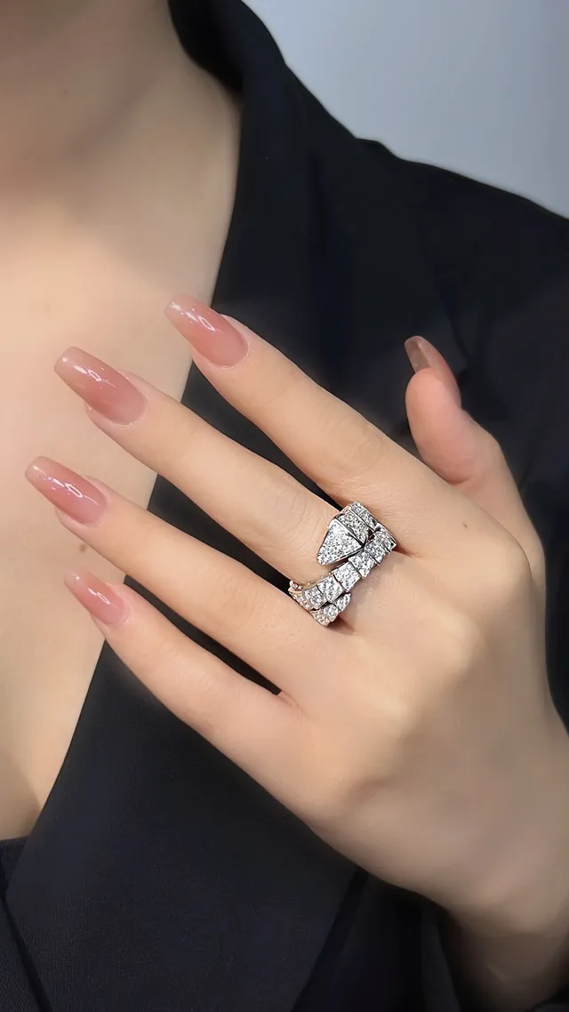 Silver and White Pavé Geometric Scale Motif Multi-Band Ring 3