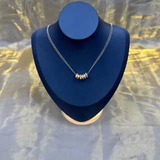 سلسلة فضية زرقاء خمسة برميل قلادة