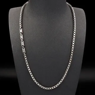 Collar con cadena box plateada metálica