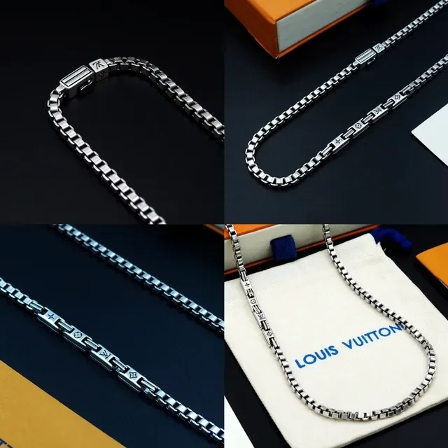 Silver Box Chain Metallic Necklace 9
